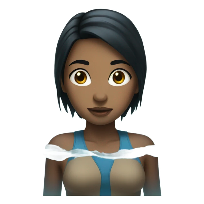 Girl with black hair in water sticker