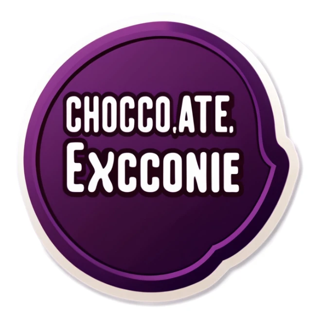 Chocolate con envoltura morada y con la palabra excelente trabajo sticker