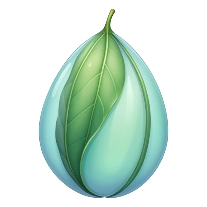 floating cocoon leaf, soft curves, subtle glow, green-blue hues, earth undertones sticker