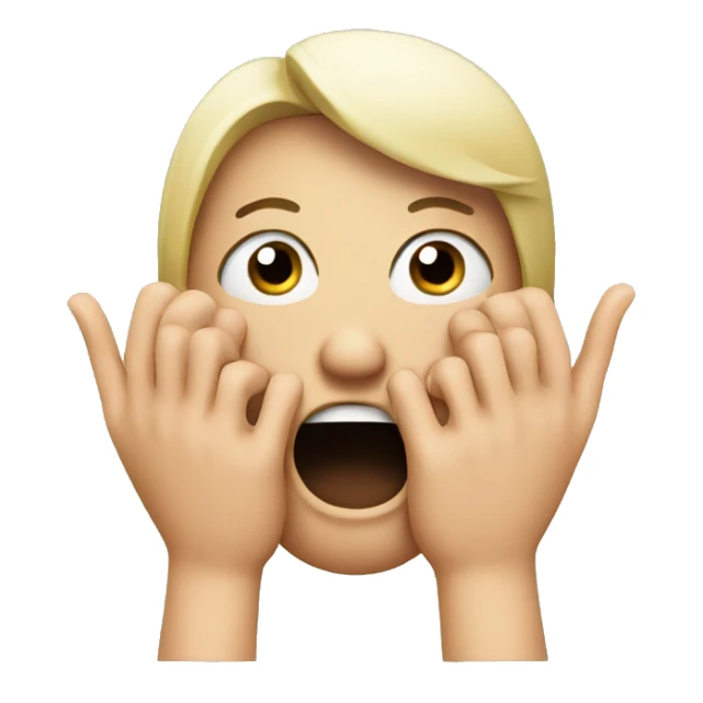 a shocked face with hand covering mouth  sticker
