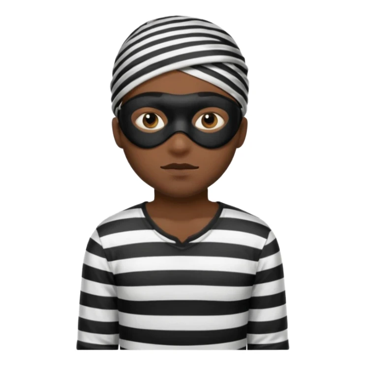 A theif robber emoji,Stripped shirt,eye mask, black head. sticker