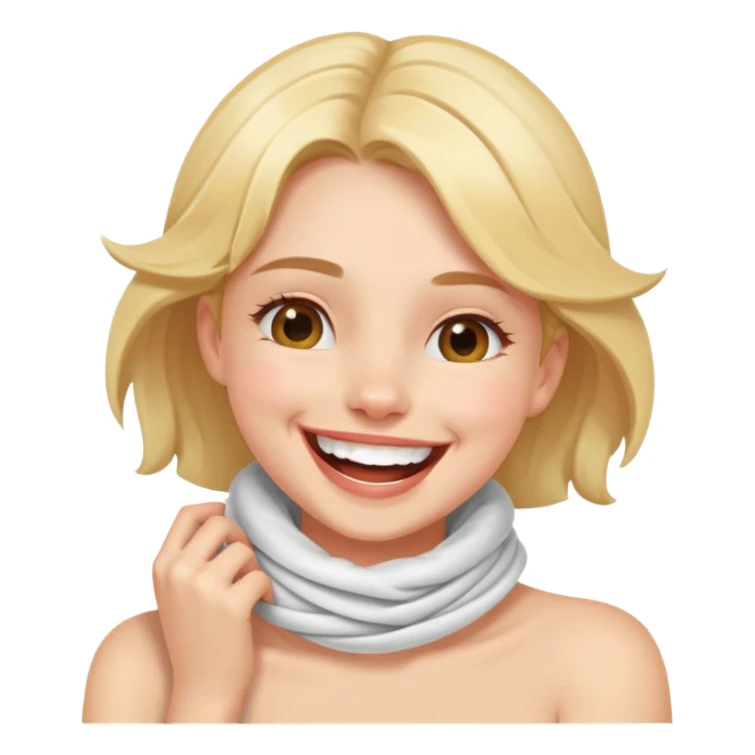 a girl with hand wrapped around neck laughing  sticker