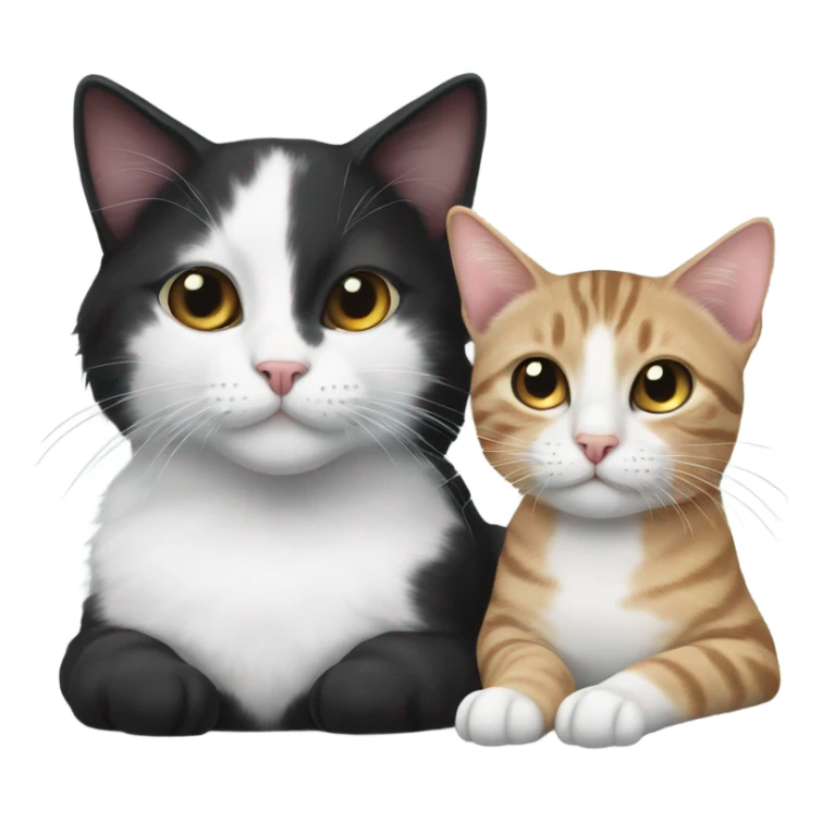 Black and white cat and tabby cat lay together  sticker