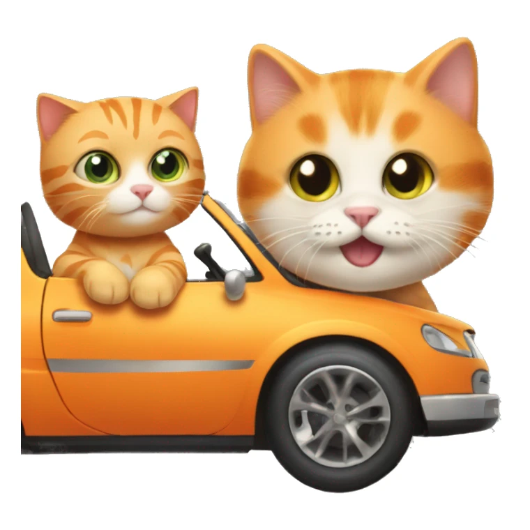 Orange cat with his friend baby car sticker