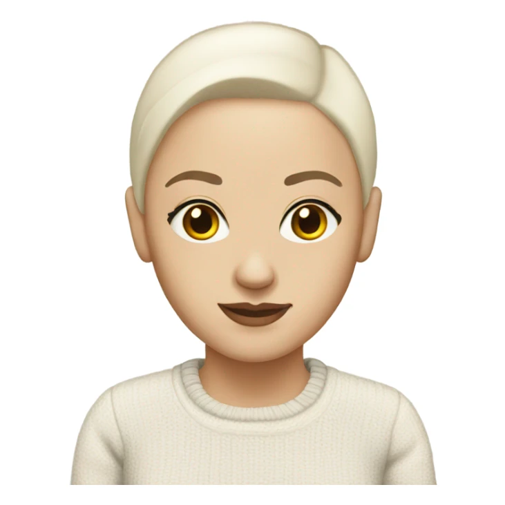 White bald woman sweater dark brown eyes and eyebrows  sticker