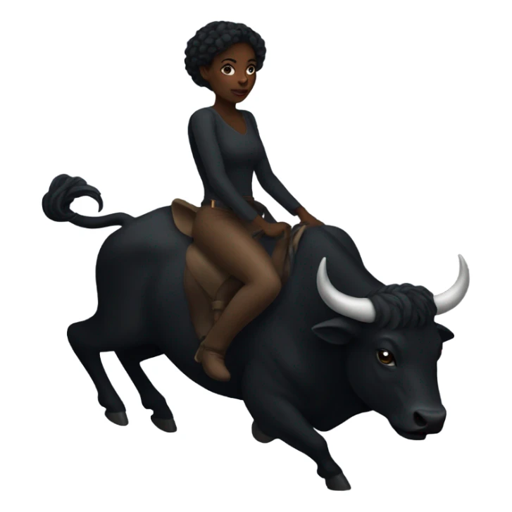 dark beauty in night riding a bull sticker