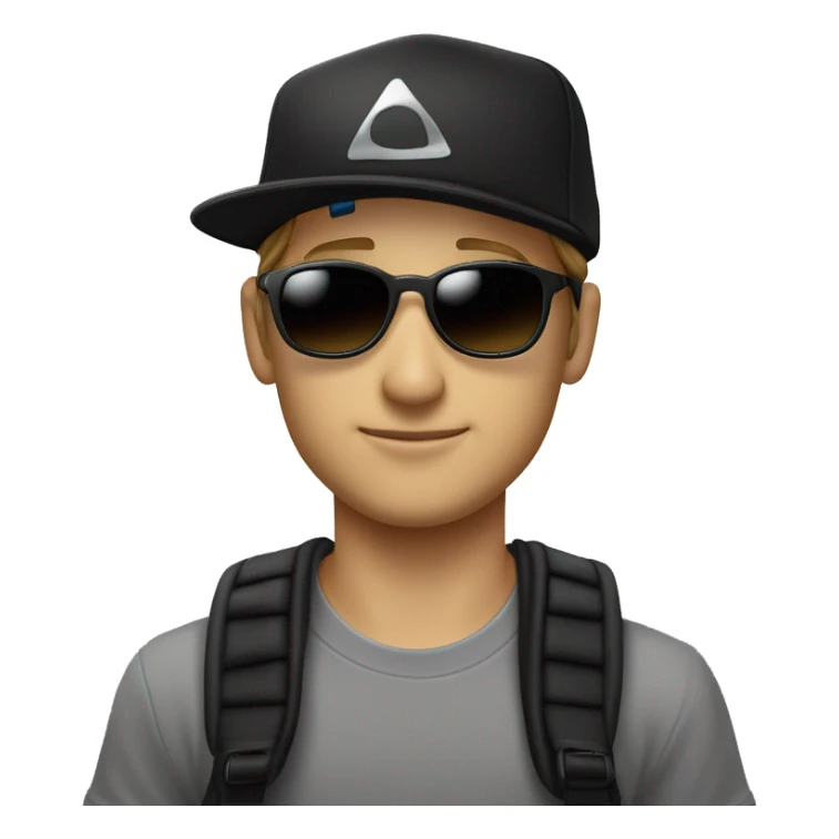 Weißer junge mit schwarzer Cap, weisses tshirt, eine schwarze Sonnenbrille und eine haarschneidemaschine in der Hand hält und lächelt  sticker