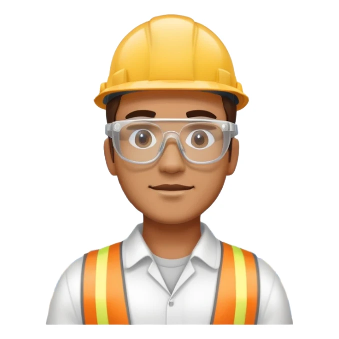 man making a model of a building wearing transparent protective safety glasses sticker