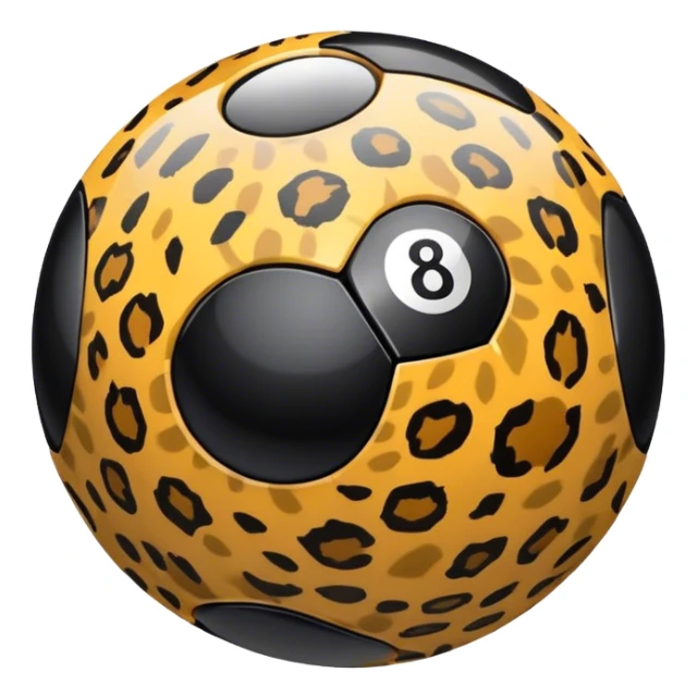 Black8 ball with cheetah print in the back  sticker