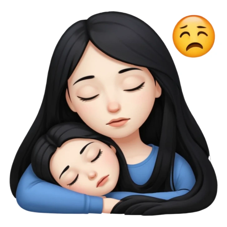 Girl long black hair, pale skin, sleepy  sticker