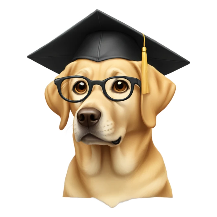Golden lab dog wearing spectacles and mortarboard  sticker