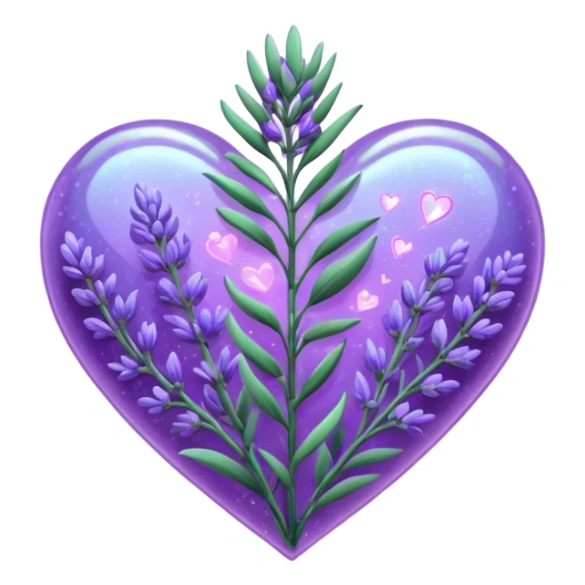 create a holographic lavender plant that wraps around a lavender colored heart sticker