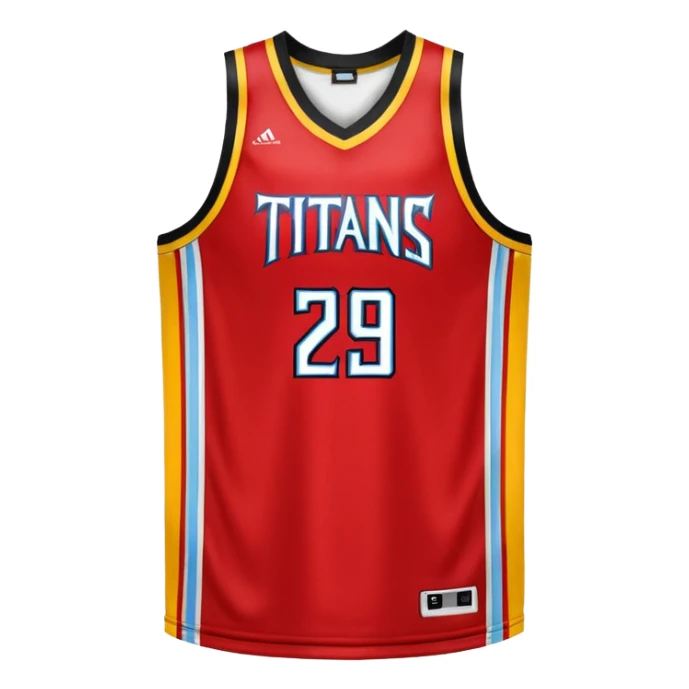 red, yellow, white titans basketball jersey sticker