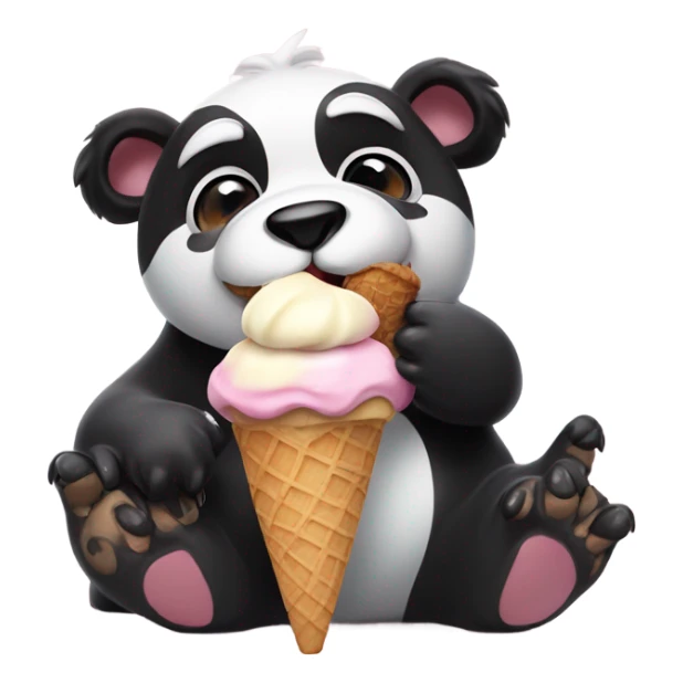 A dog eating a panda that’s eating his ice cream  sticker