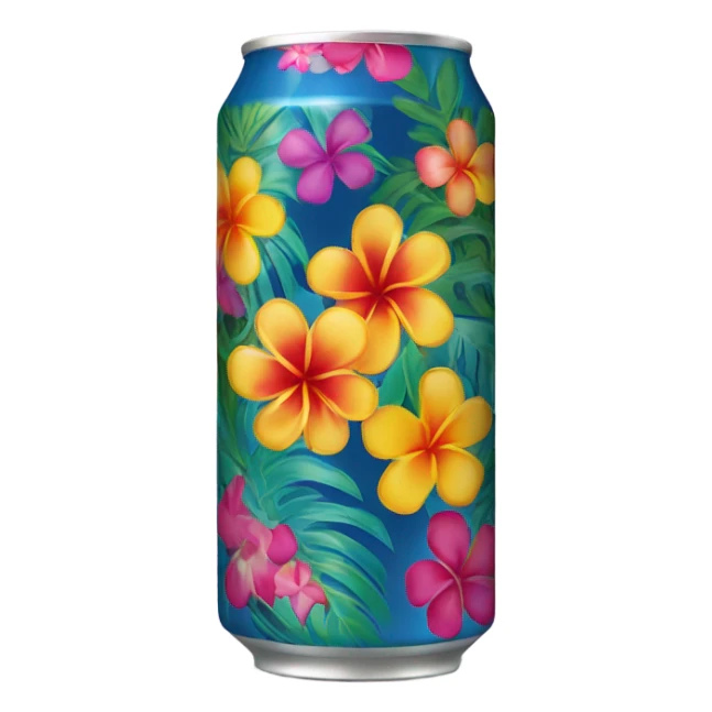 Drink with Hawaiian flowers on the can sticker