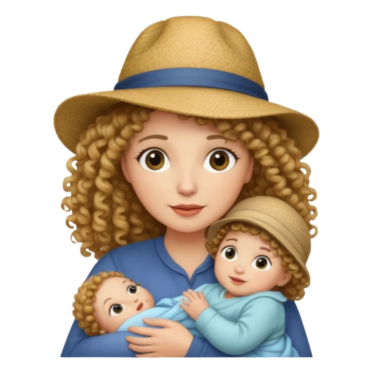 curly Mother with Hats with her baby sticker