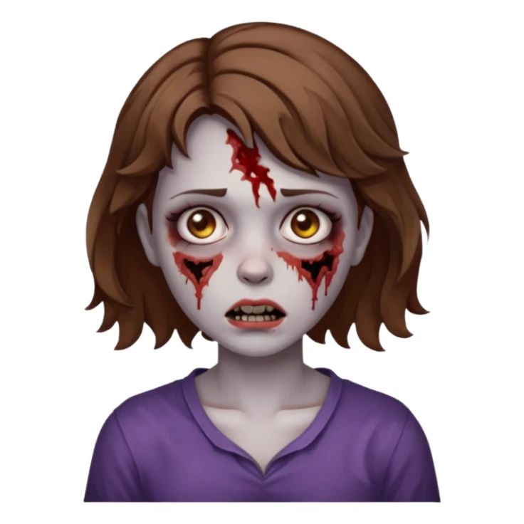 Zombie girl with bruises, she has a short wavy hair. sticker