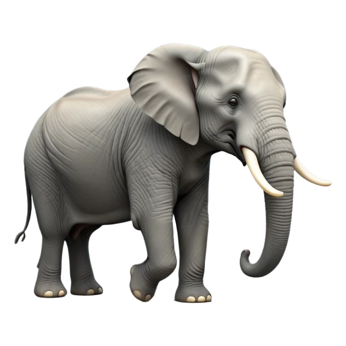 cinematic-elephant-realistic-full-body-standing-emoji,-massive-frame-calmly-balanced,-long-trunk-curled-slightly,-head-tilted-dramatically,-wrinkled-grey-skin,-majestic-tusks-catching-the-light,-simplified-yet-realistic-focused-features,-highly-detailed,-glowing-with-an-almost-sarcastic-glow sticker