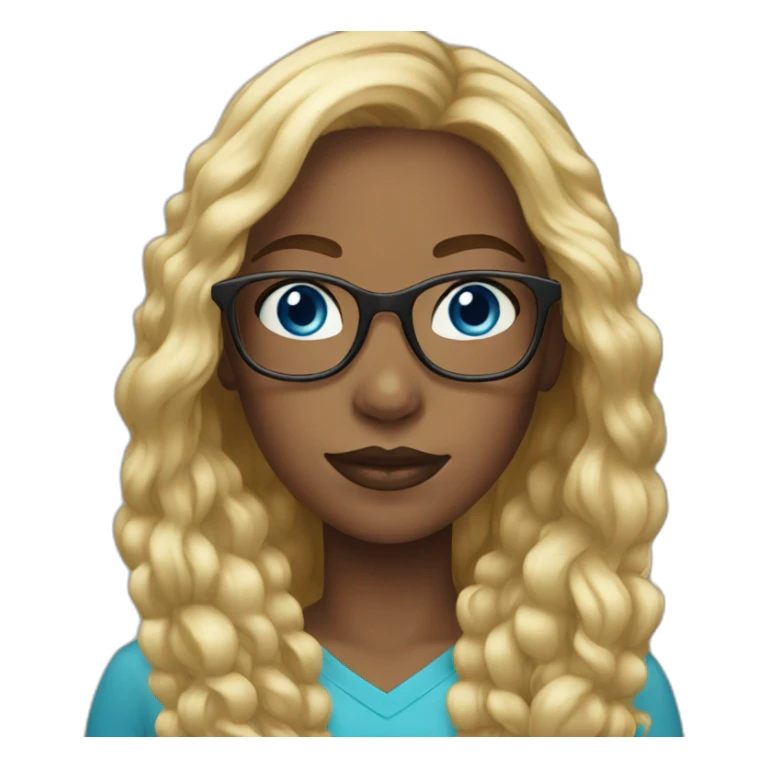 Black girl long blond hair blue eyes glasses sticker