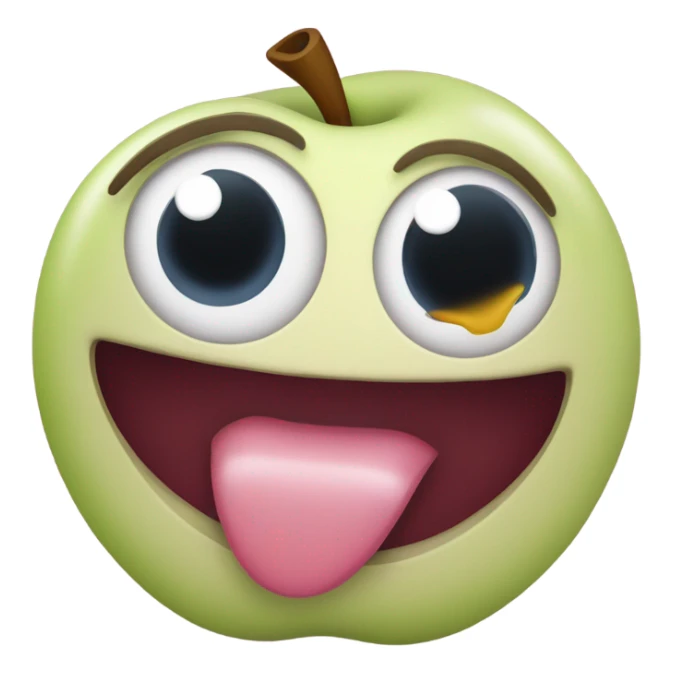 Swirly eyes with tongue out but regular emoji style from Apple sticker