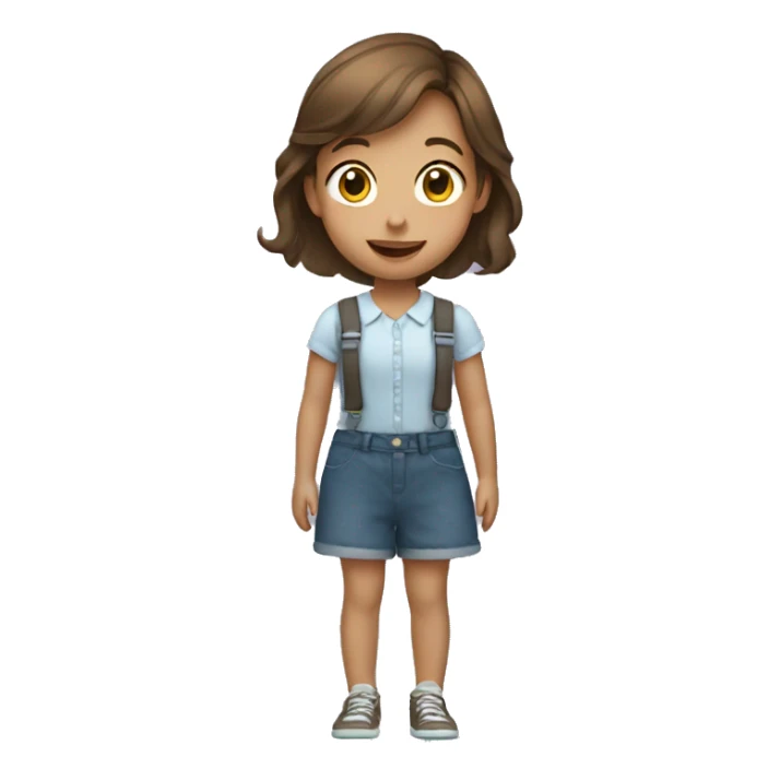 A little girl with short brown hair and braces sticker