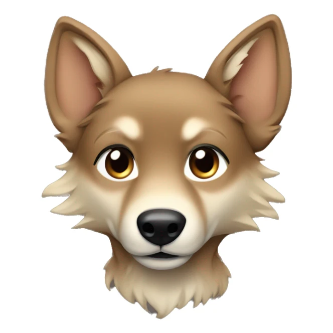 a light brown puppy-like wolf with black hair on its ears sticker