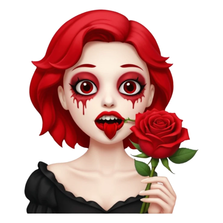I want this emoji 💀 holding this in its mouth 🥀  sticker