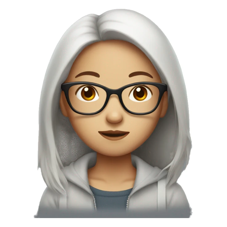 Asian girl with deep red hair and glasses  sticker