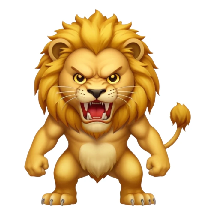 full body of angry lion with fangs, front face  sticker