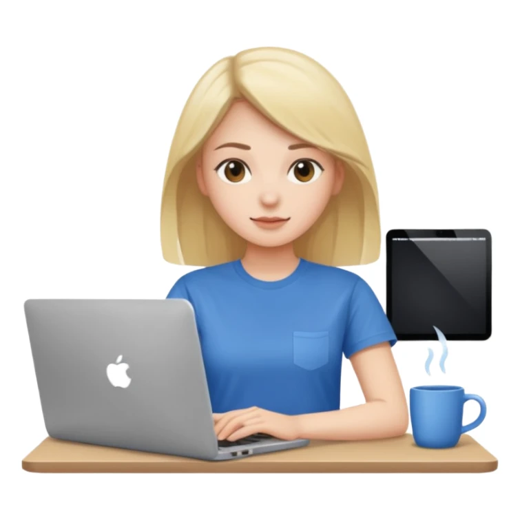 Young woman in front of laptop working from home sticker
