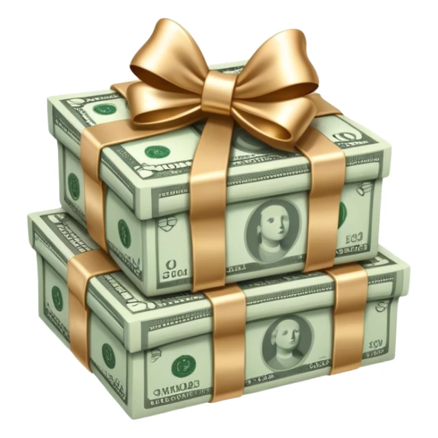 stack of money with baby golden bow sticker