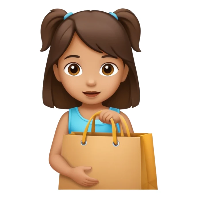 Toddler girl holding shopping bag sticker