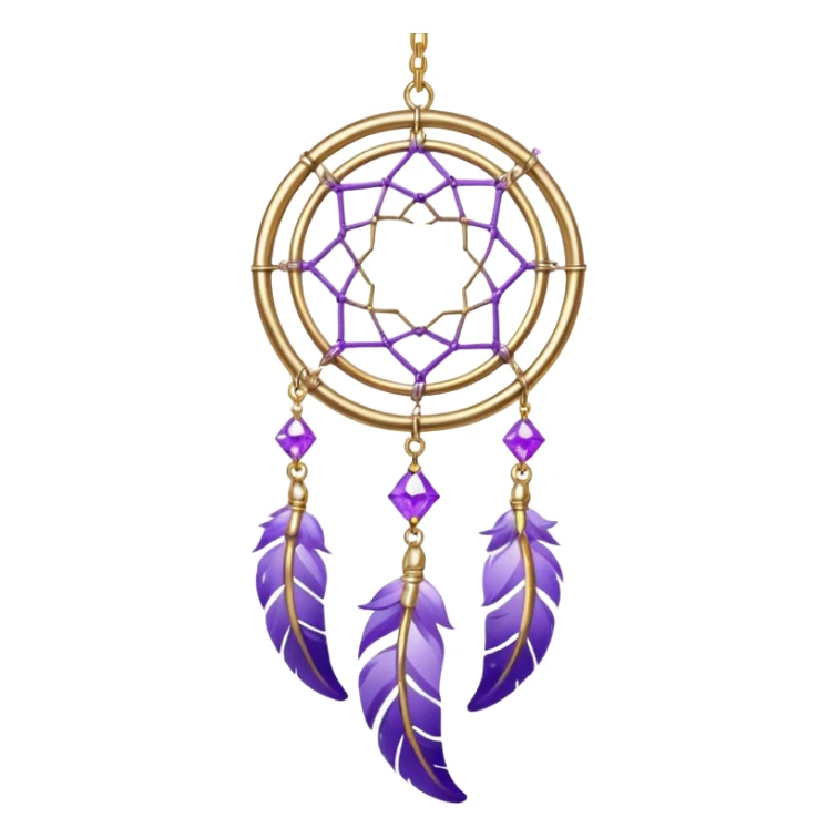 Aesthetic shiny sparkly violet crescent hanging from gold chain dreamcatcher-suncatcher hanging lilac crystals decoration  sticker