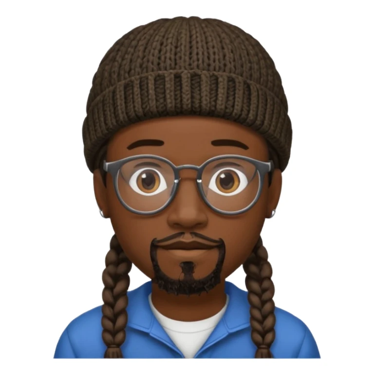 man with braids glasses beanie and goatee sticker