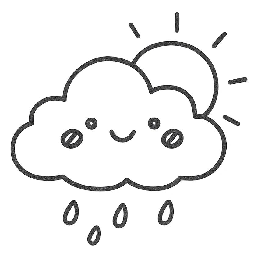 Create a soft and cute weather icon in Japanese hand-drawn style with a pink theme, matching the reference style, suitable for a mobile home screen. Transparent background. sticker