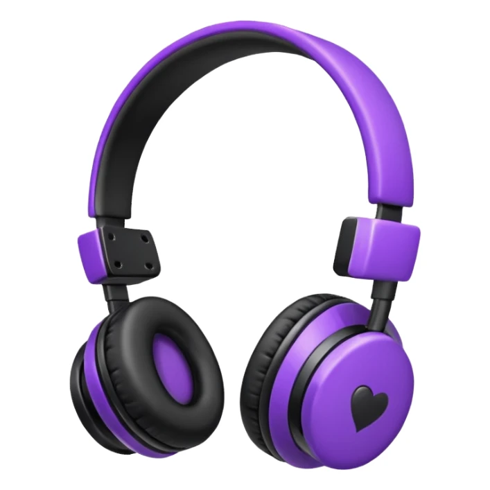 headphones with bow on the right side black and purple  sticker