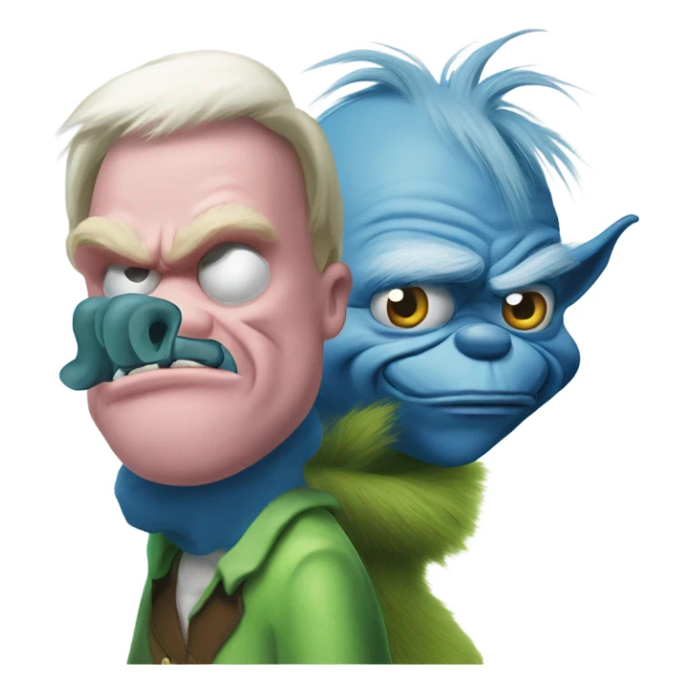 The grinch but he is blue and a pig man stand menacing like MIB sticker