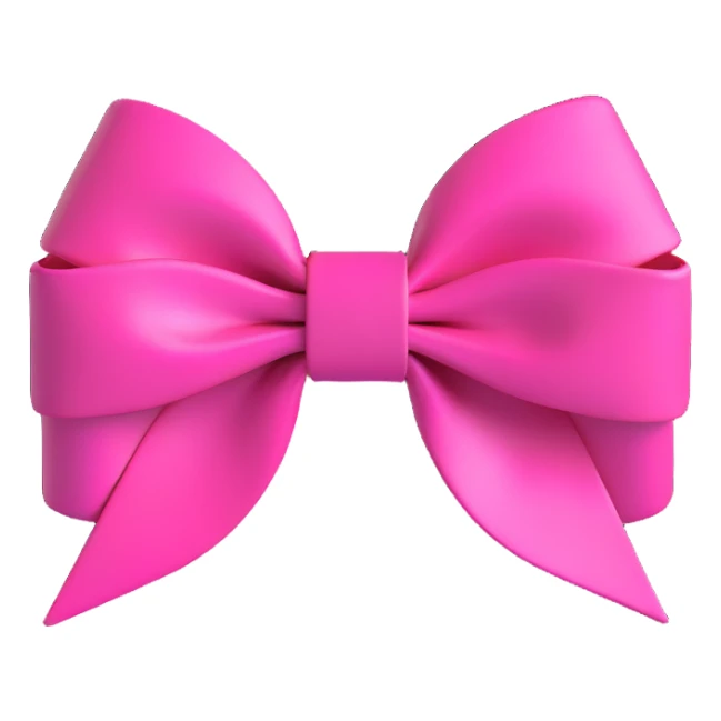 3D emoji style bow, hot pink, shiny and voluminous sticker