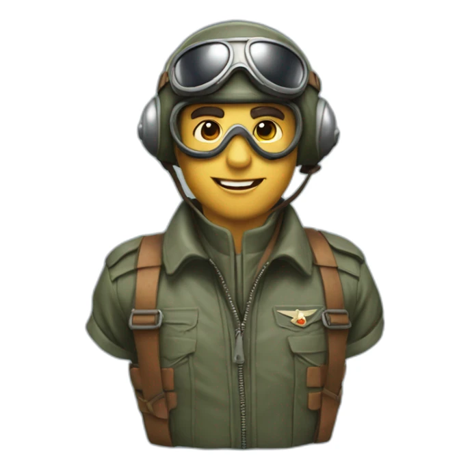 a 1940's air force pilot, with a leather helmet and goggles on his  head sticker