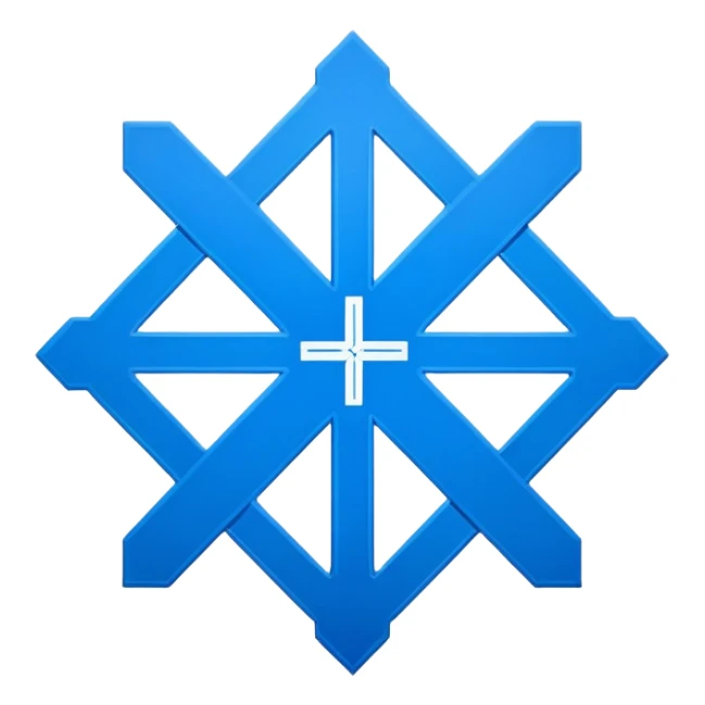 blue blueprint with white lines, an X mark in one corner and a dotted path leading to the mark sticker