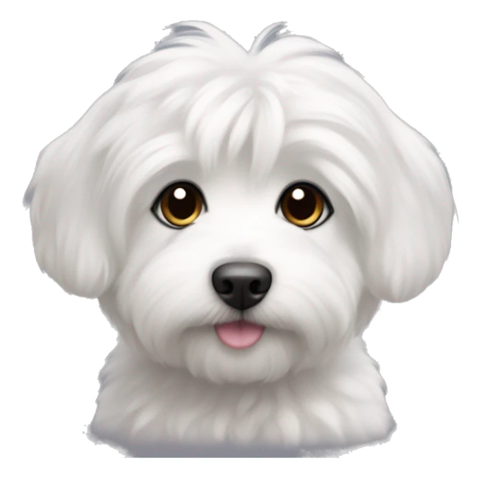 cute coton de tulear puppy with only short dark grey ear sticker