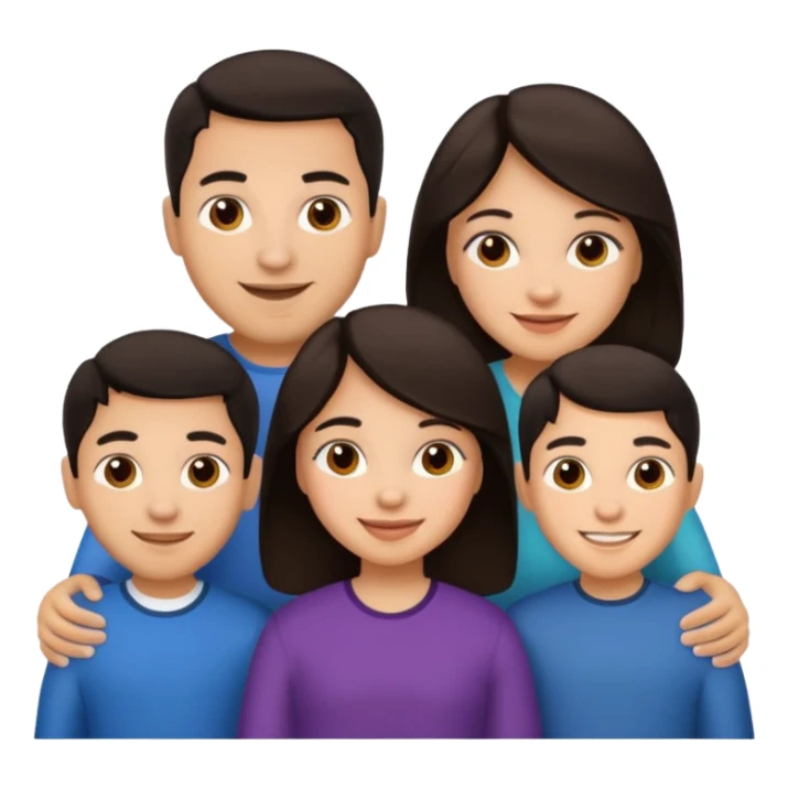 Light skin dark hair, Hispanic family of 6 sticker