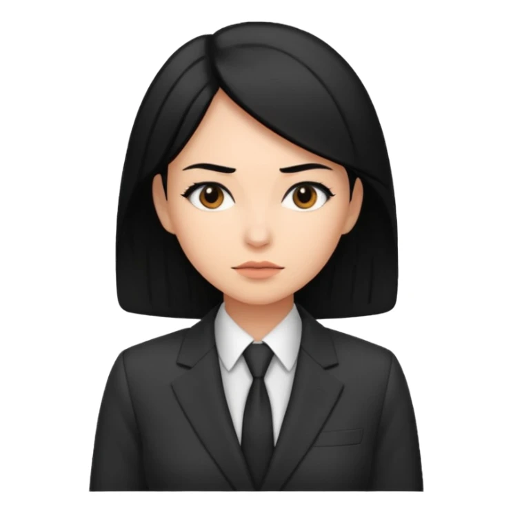 female boss in suit, black hair sticker