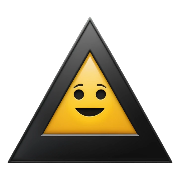 Minimalist, high-contrast emoji logo representing the Dark Triad personality traits. A clean black triangle as the main shape, inside three original symbolic icons:psychopaty, narcissim and machiavellianism .Smooth vector style,dark aesthetic, 4K. sticker