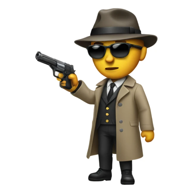 spy with a trench coat and a gun in hand sticker