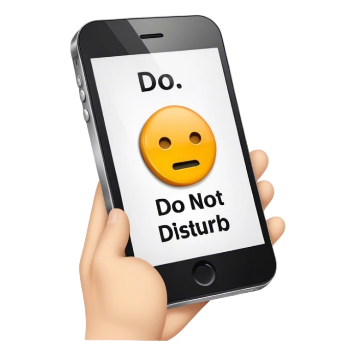 a mobile phone holding up a ‘do not disturb’ sign sticker