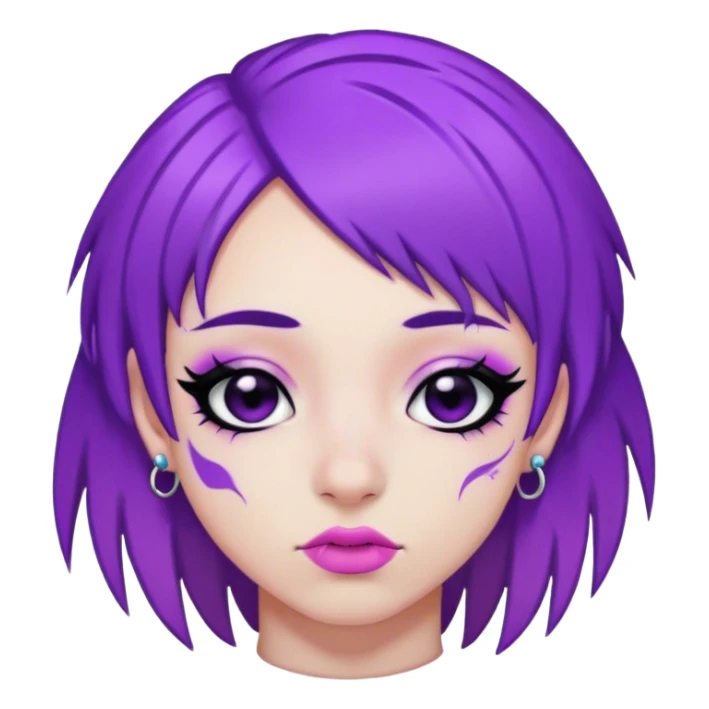 Emo girl with purple mullet and piercings and black eyeliner  sticker