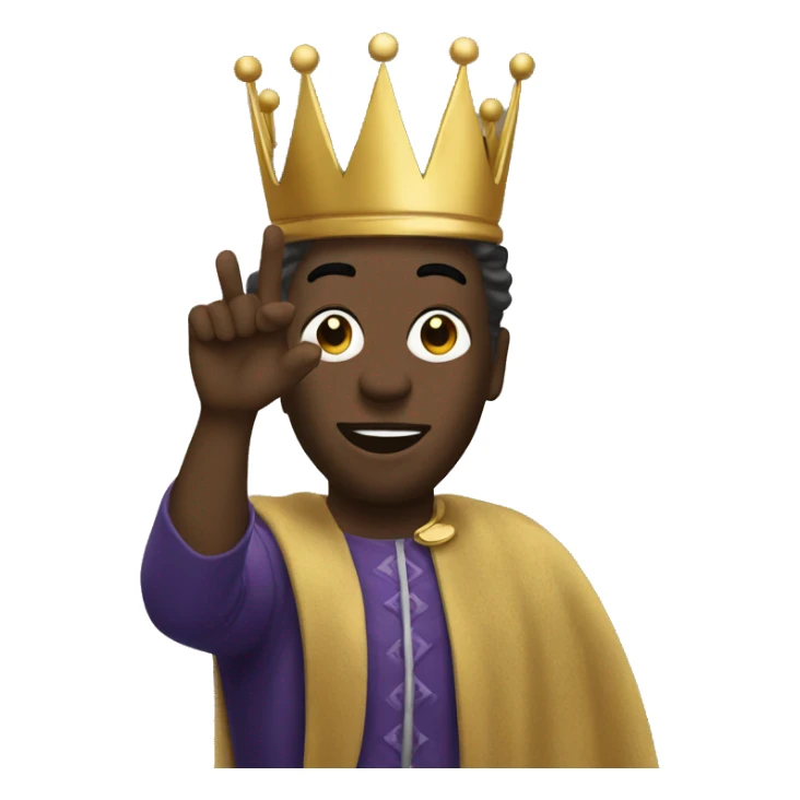 King Baldwin with a mask on raising his hand sticker