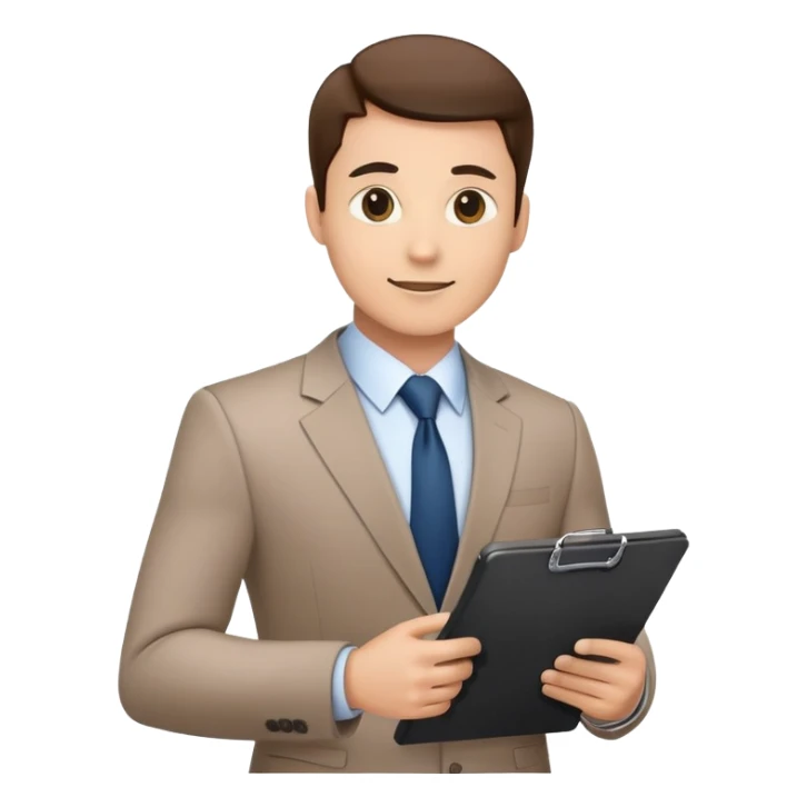 Professional business manager in a suit with a clipboard sticker