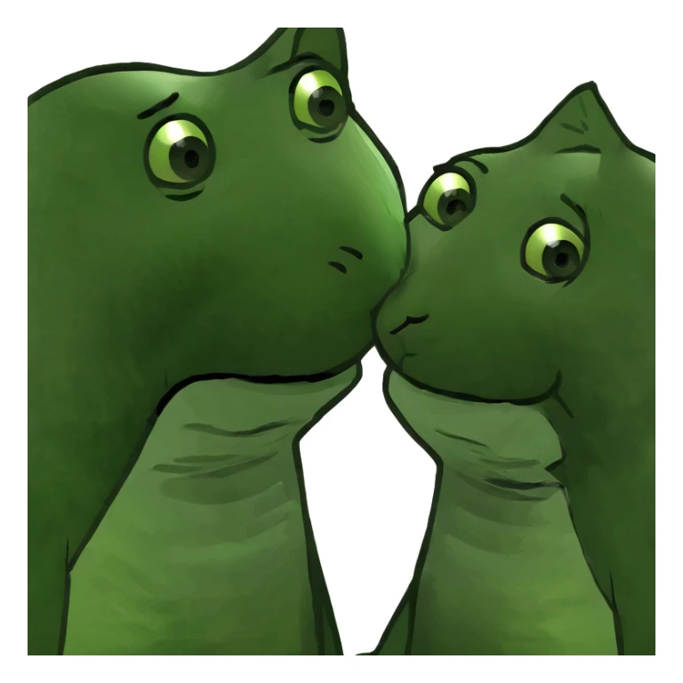 a dog with a cat kissing  sticker